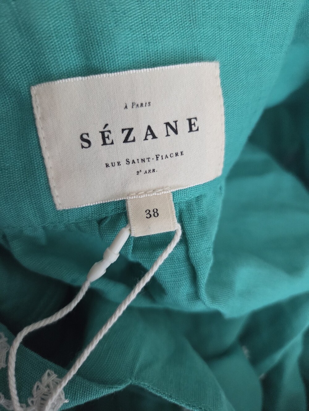 Sezane Sabine Dress in Ecru/Green size 38 NWT - Picture 10 of 11